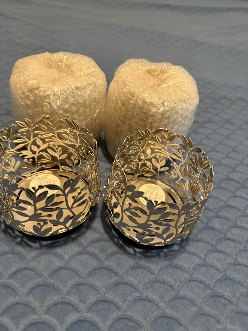 Decorative Silver Bath and Body Works 3-wick Holders - Set of 4